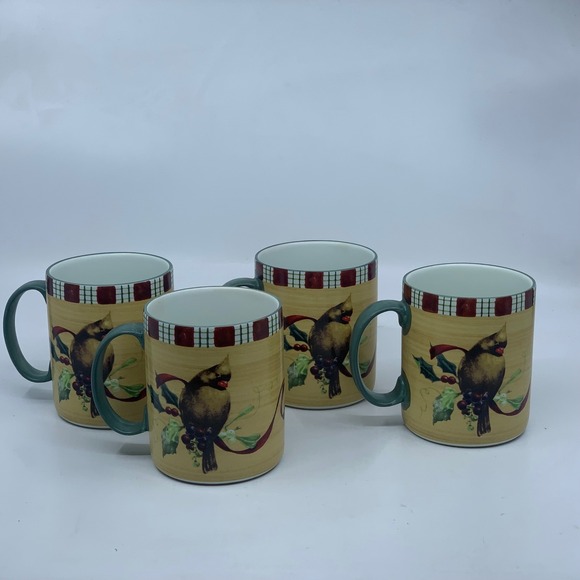 Lenox Winter Greetings Everyday Cardinal Set of 4 Coffee Mugs Catherine McClung - Picture 2 of 6
